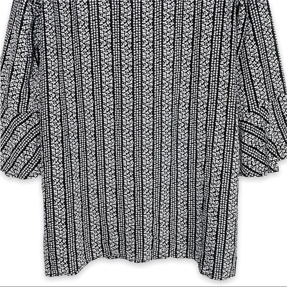 ASOS Goldie Janey Striped Leaf Printed Shift Dress With Bell Sleeves & Neck Tie - Picture 11 of 12